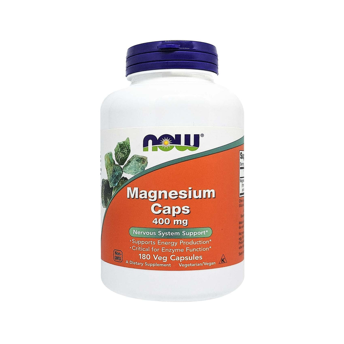 NOW Foods Magnesium 400 mg en botella, apoyo a la energía diaria.