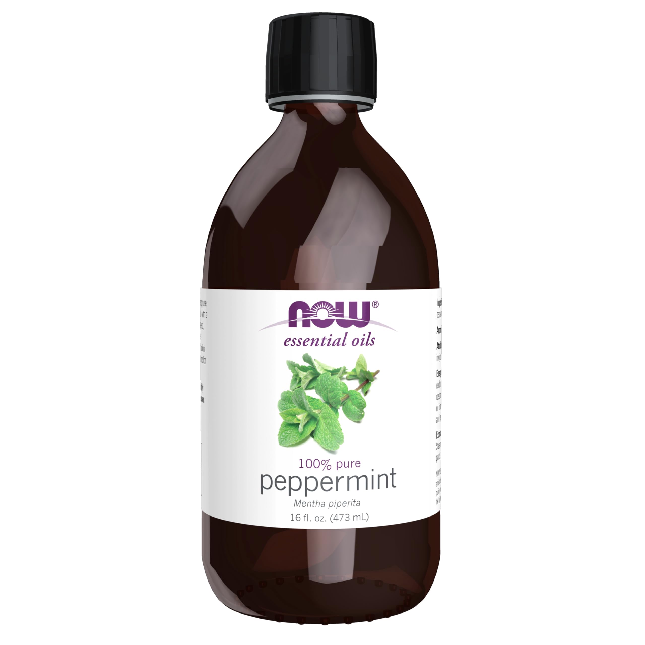 NOW Foods Aceite Esencial de Menta en botella de 16 oz, aroma fresco para difusor.