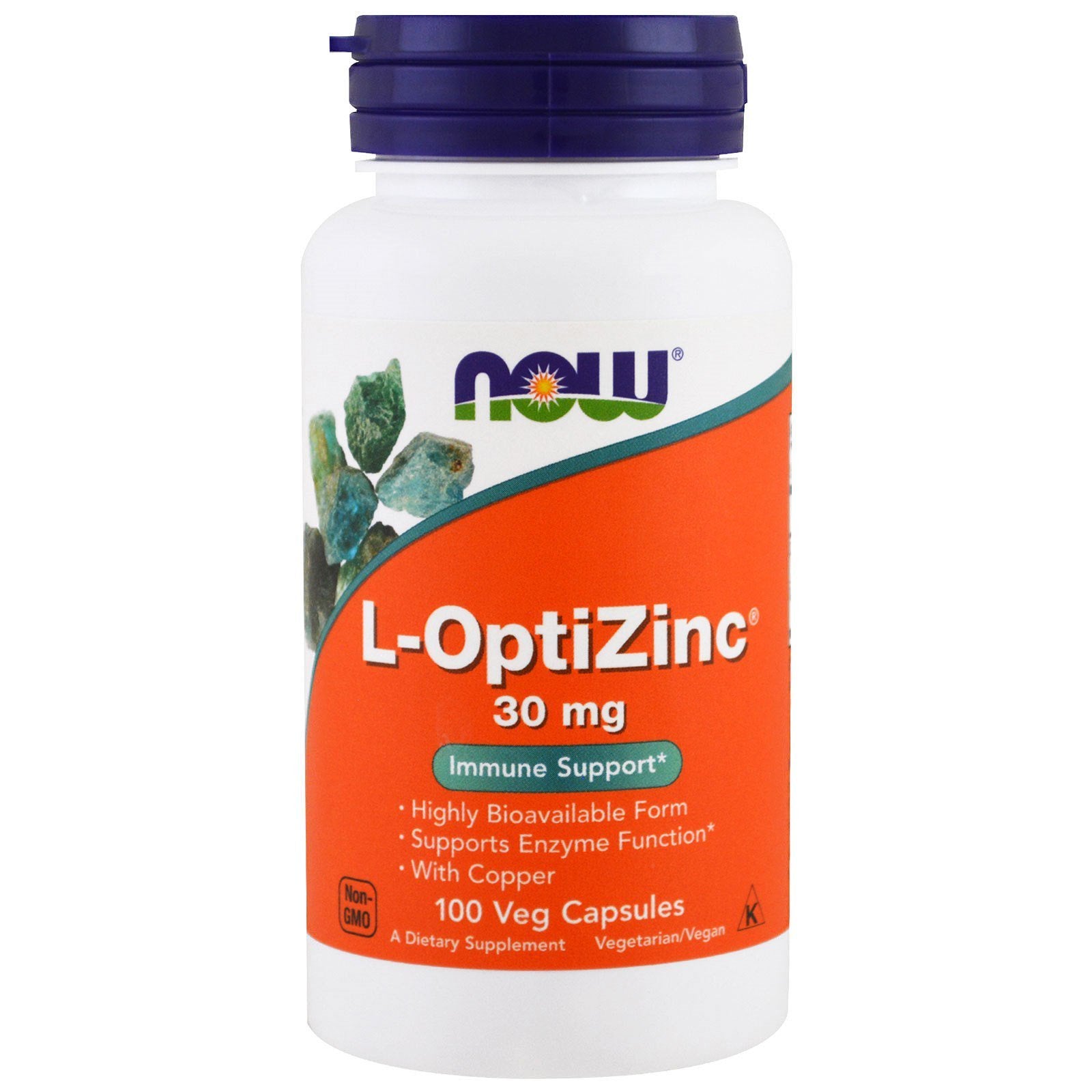 NOW Opti L-zinc cápsulas, botella, mayor absorción para uso diario.