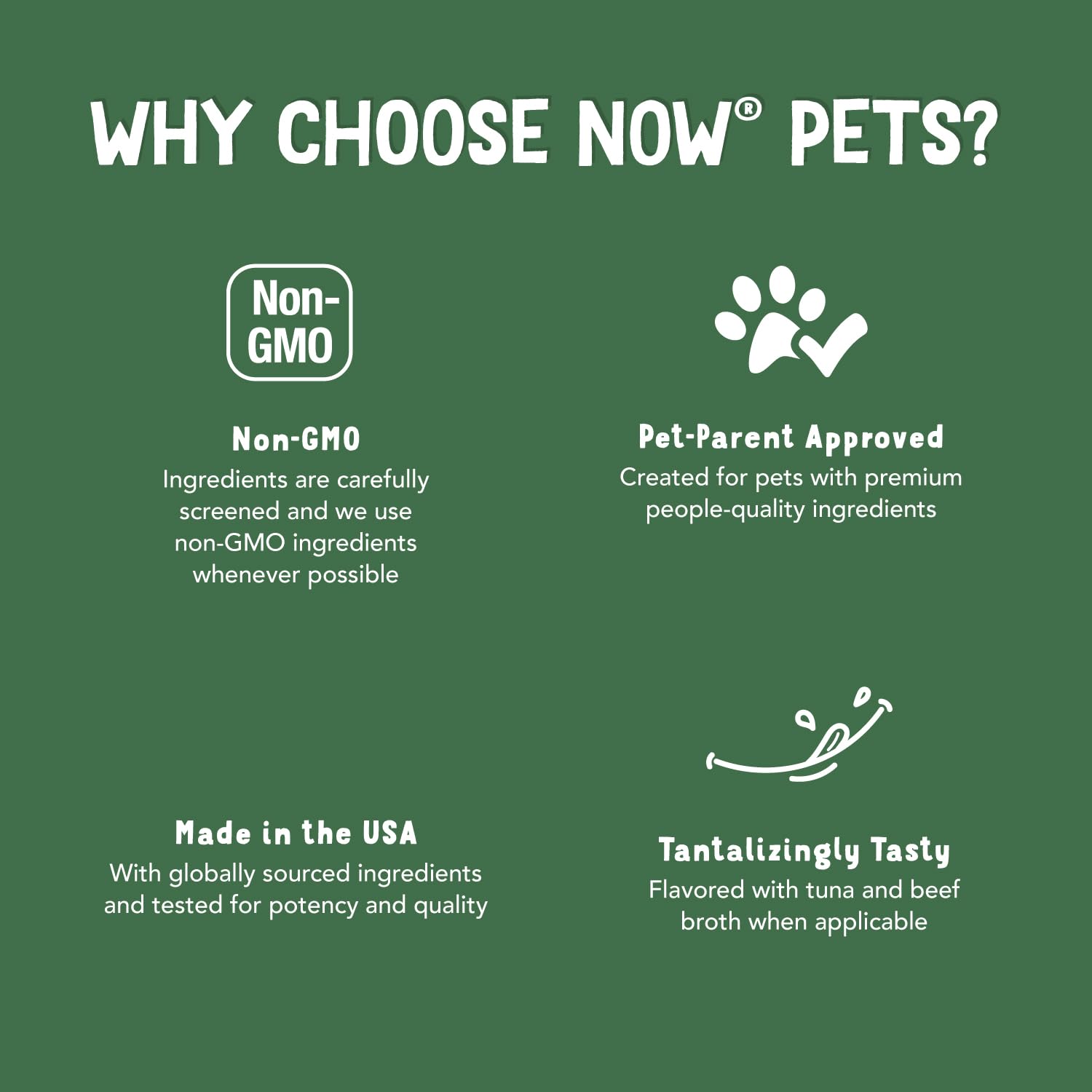 Proceso de control de calidad NOW Pets para seguridad de mascotas.