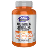 NOW Foods Arginina Citrulina - botella para energía durante entrenamientos.