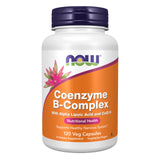 NOW Foods Co-Enzyme B-Complex, botella con cápsulas, apoyo al metabolismo.