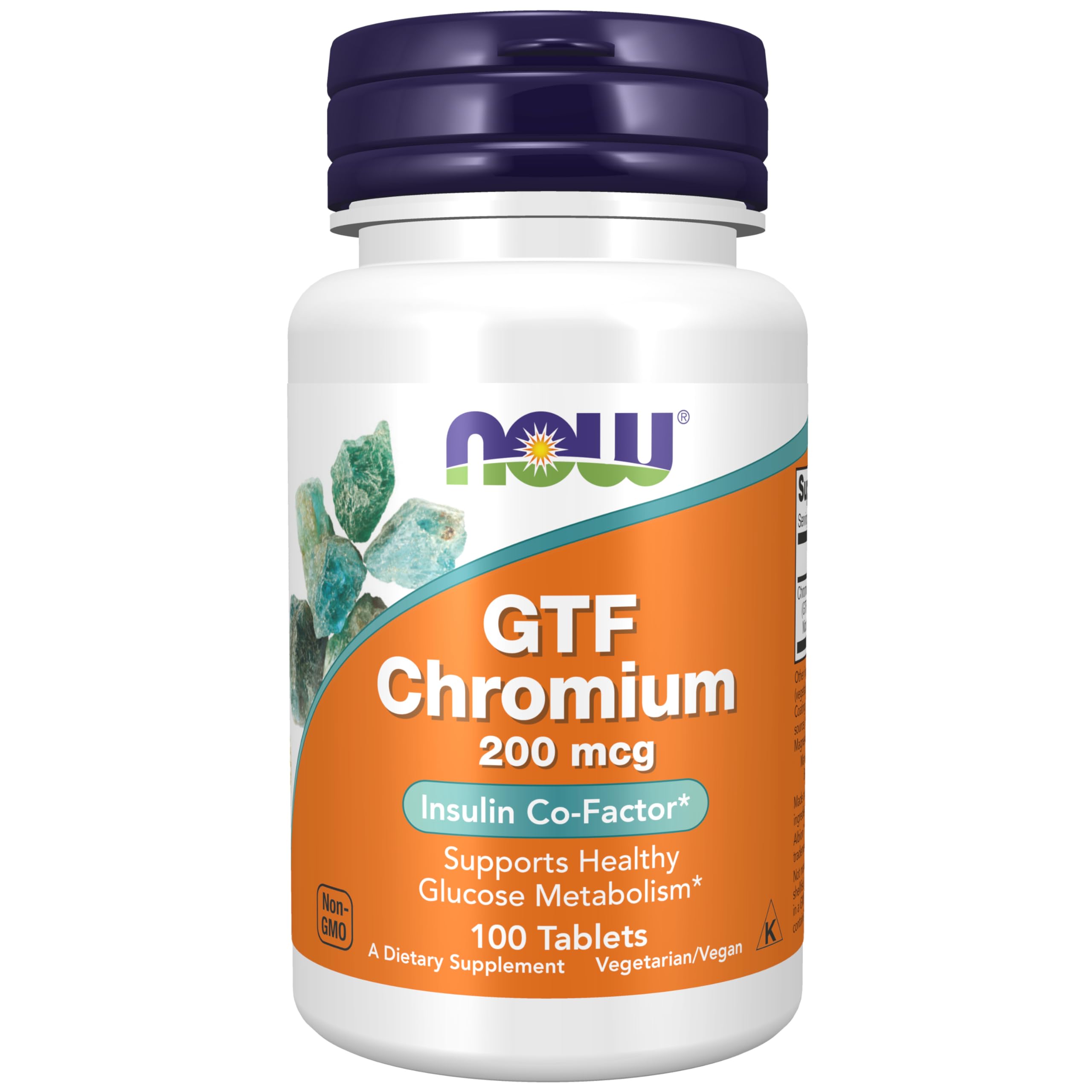 NOW Foods GTF Cromo 200 mcg, botella, apoyo al metabolismo de la glucosa