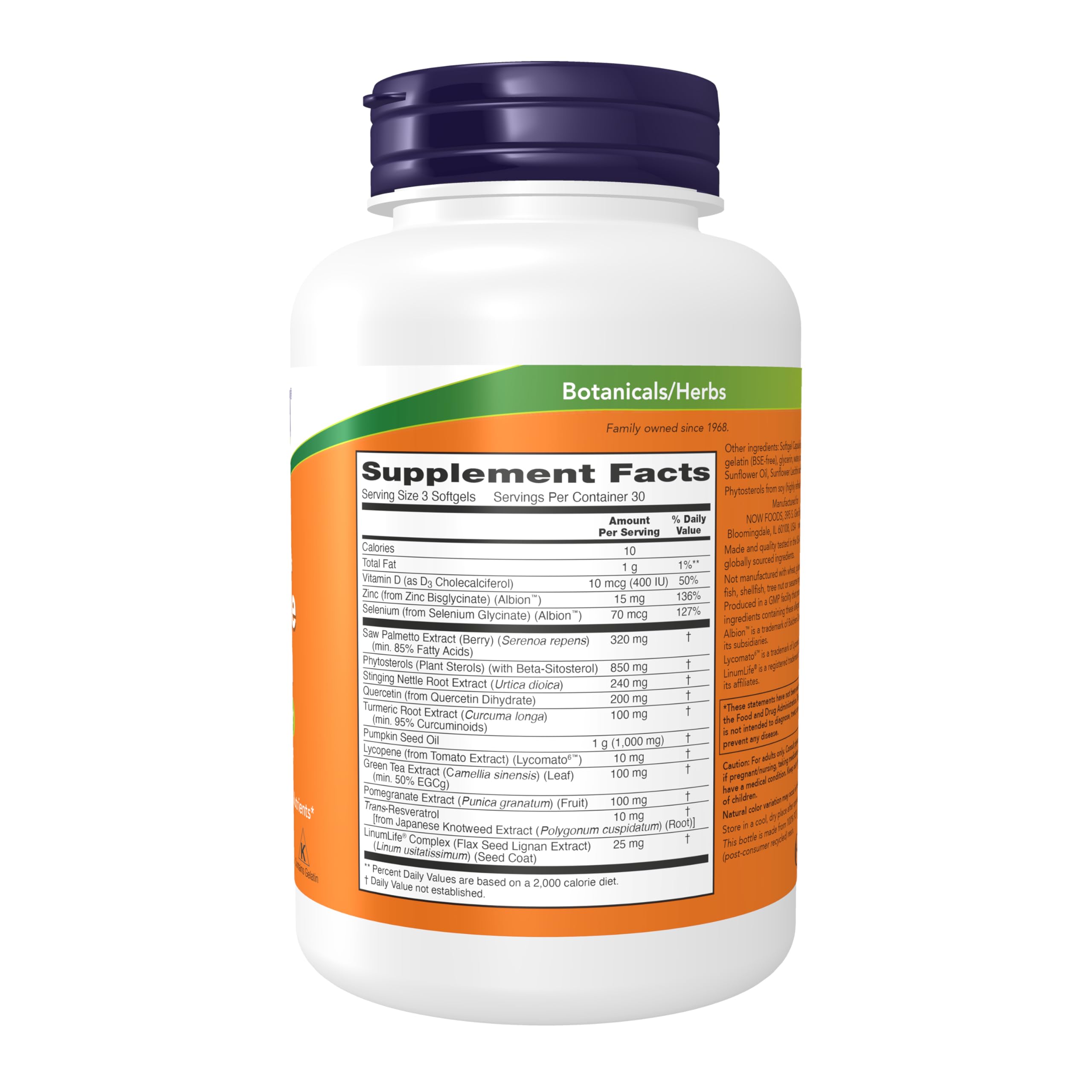 NOW Foods Prostate Health botella mostrando la presentación en envase