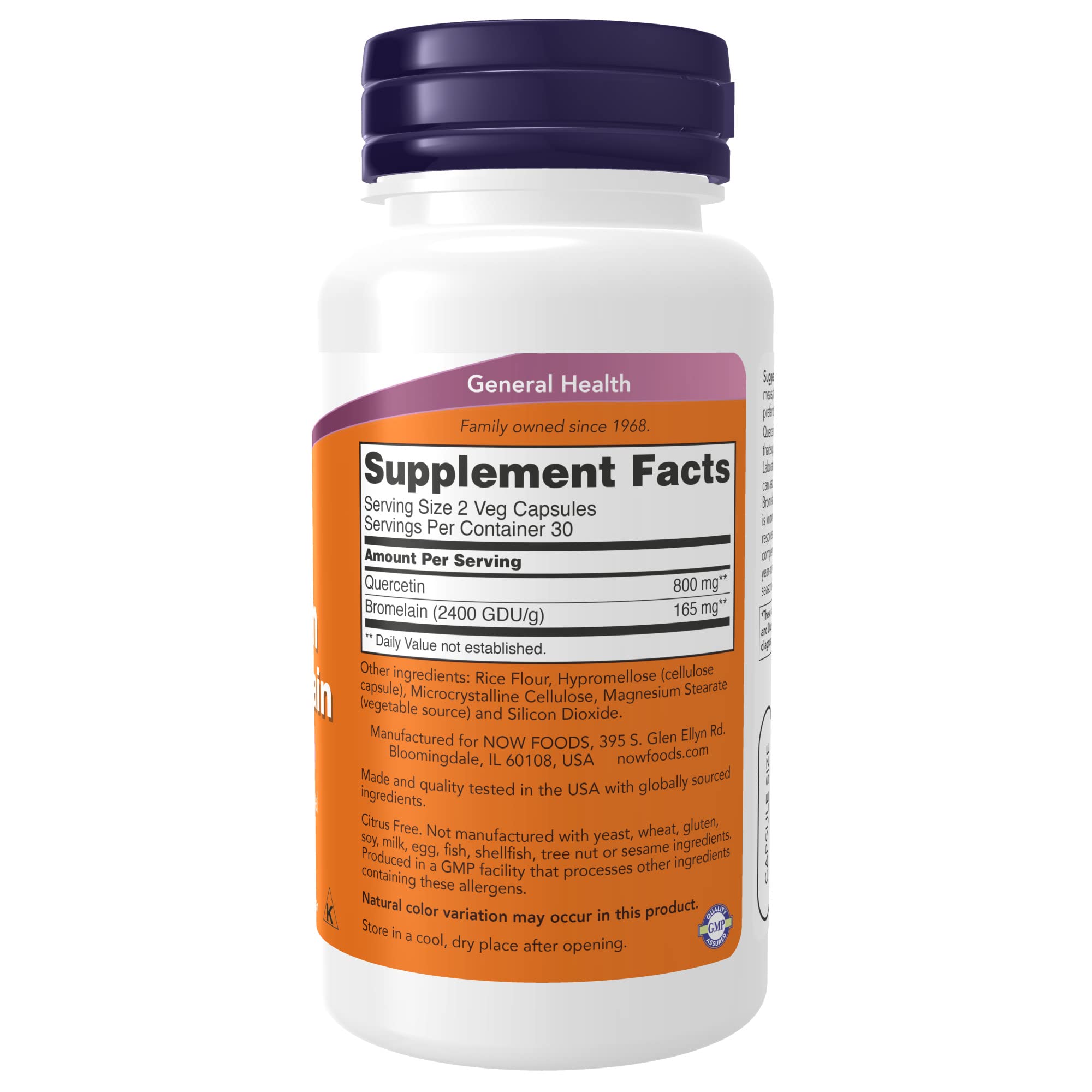 NOW Foods Quercetina con Bromelina, cápsulas vegetales: uso diario para apoyar la salud respiratoria