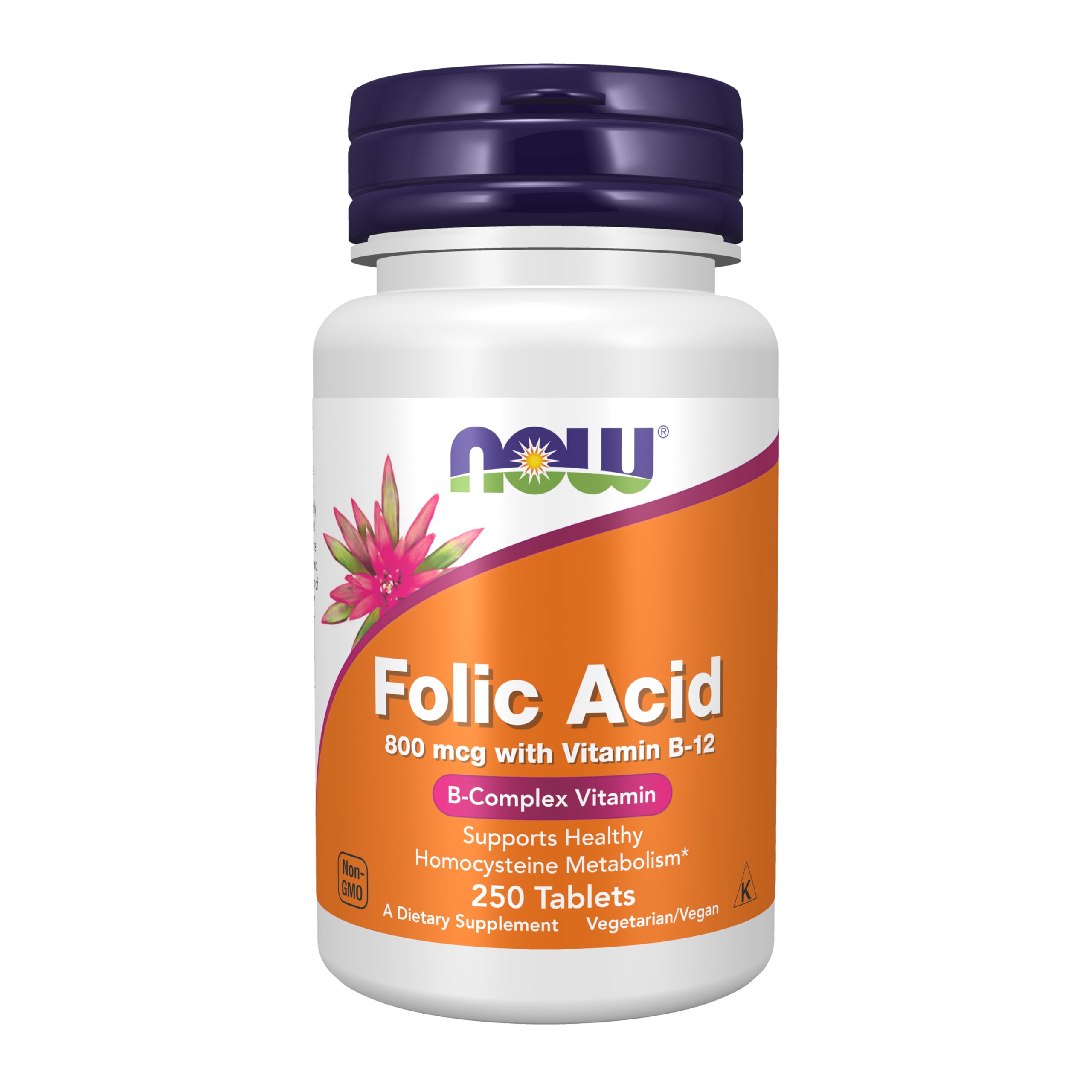 NOW Foods ácido fólico 800 mcg, apoyo a la síntesis de ADN.