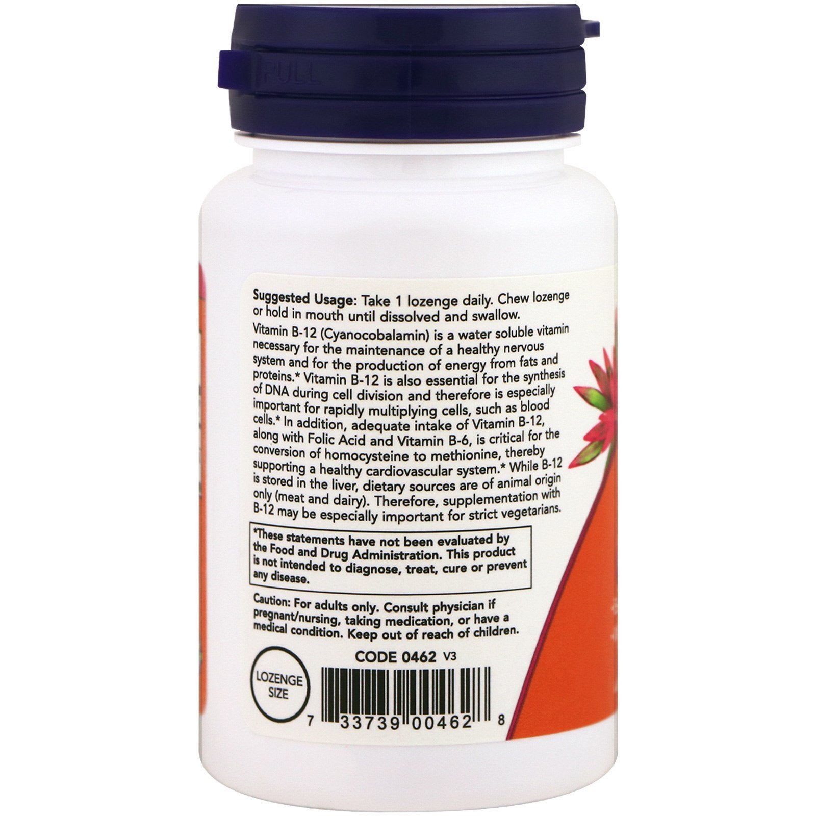 NOW Foods B-12 5,000 mcg, pastillas que se disuelven fácilmente para uso diario.