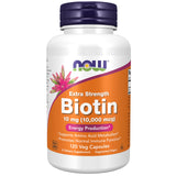 NOW Foods Biotina 10 mg, cápsulas veganas, apoyo posible a cabello y uñas.