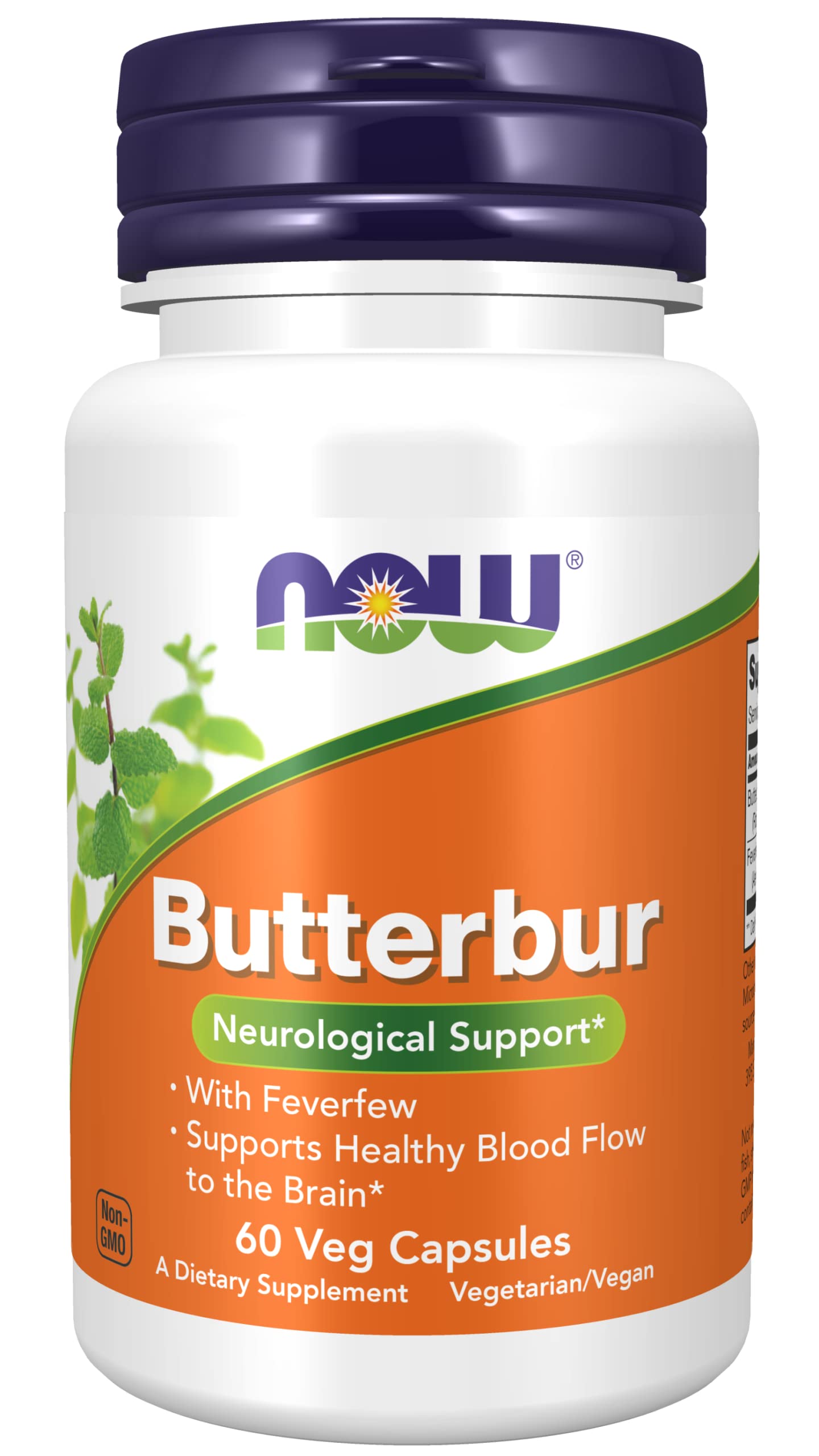 NOW Foods Butterbur cápsulas en botella, apoyo diario al bienestar