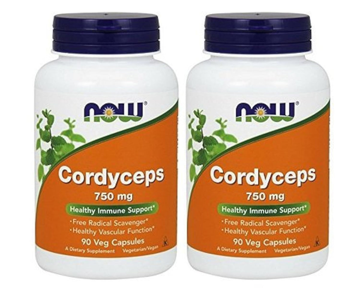 Etiqueta de NOW Foods Cordyceps 750 mg con información clave