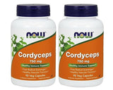 Etiqueta de NOW Foods Cordyceps 750 mg con información clave