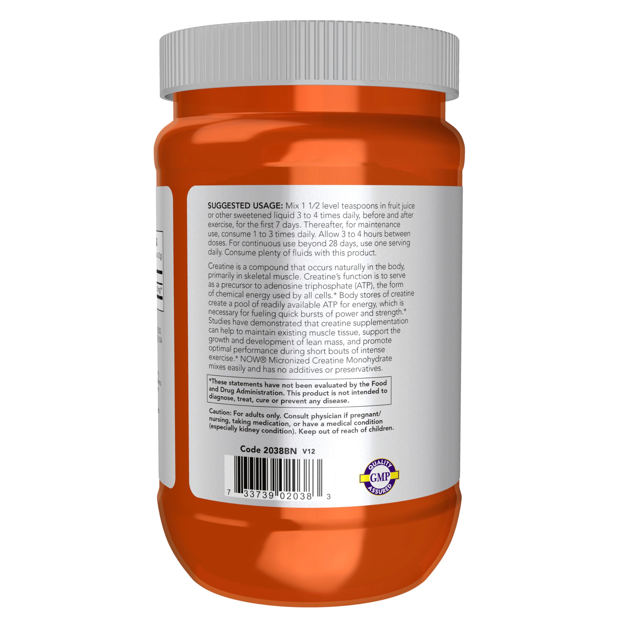 Creatina de NOW Foods en laboratorio certificado para pureza y consistencia