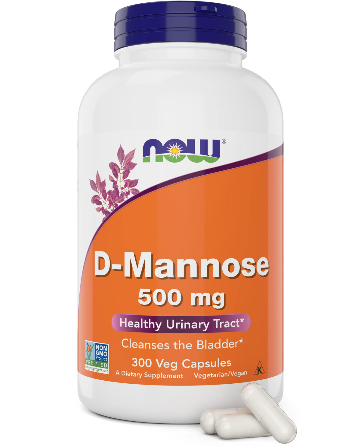NOW Foods D-Mannose 500 mg cápsulas vegetarianas para apoyo al tracto urinario