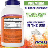 NOW Foods D-Mannose 500 mg producto vegano y sin OGM