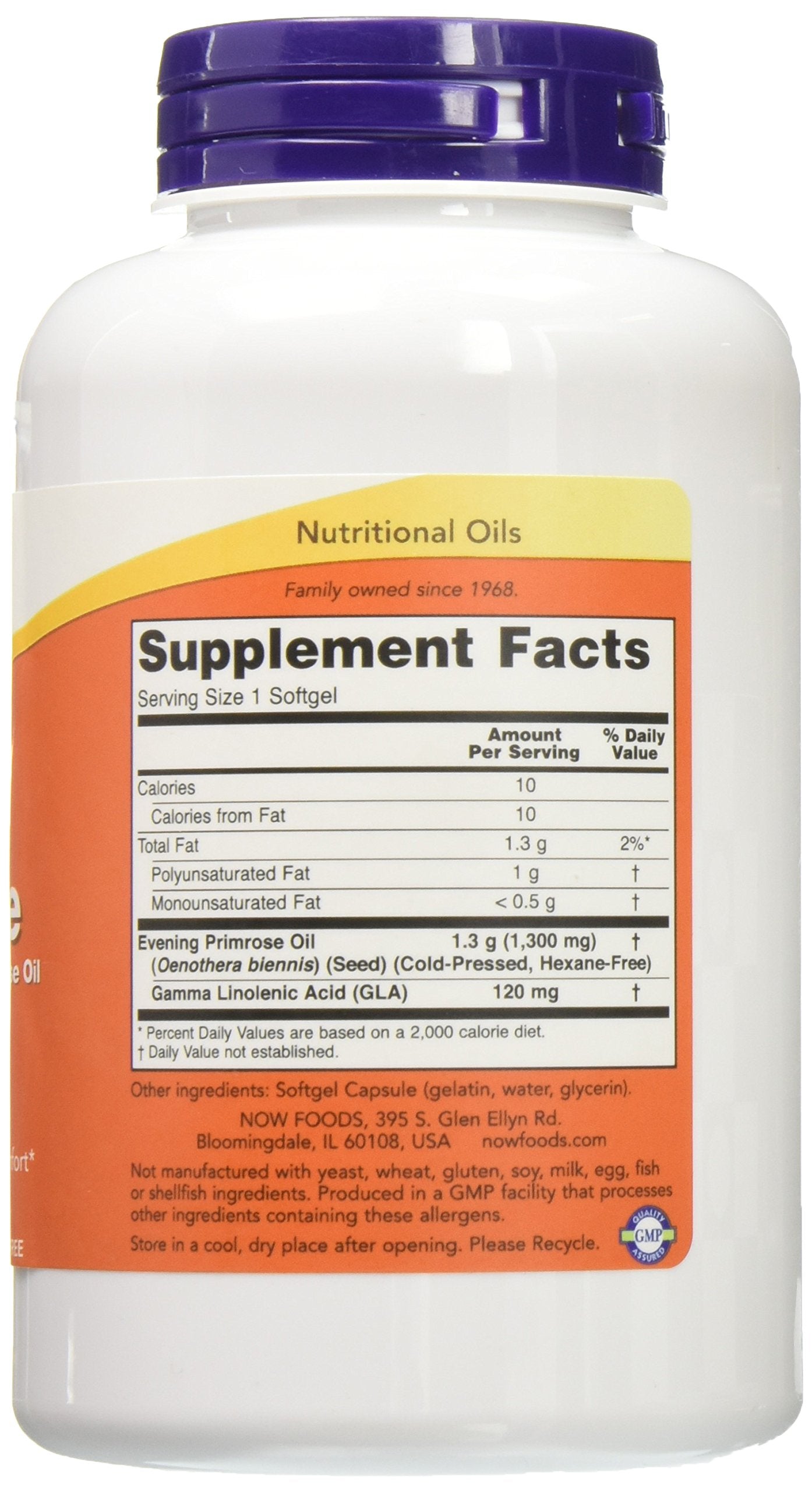 NOW Foods Onagra: empaque de 2x120 cápsulas, opción conveniente para la rutina de bienestar.
