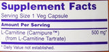 Now Foods L-Carnitina 500 mg, fabricado en EE. UU., opción vegetariana de consumo diario.