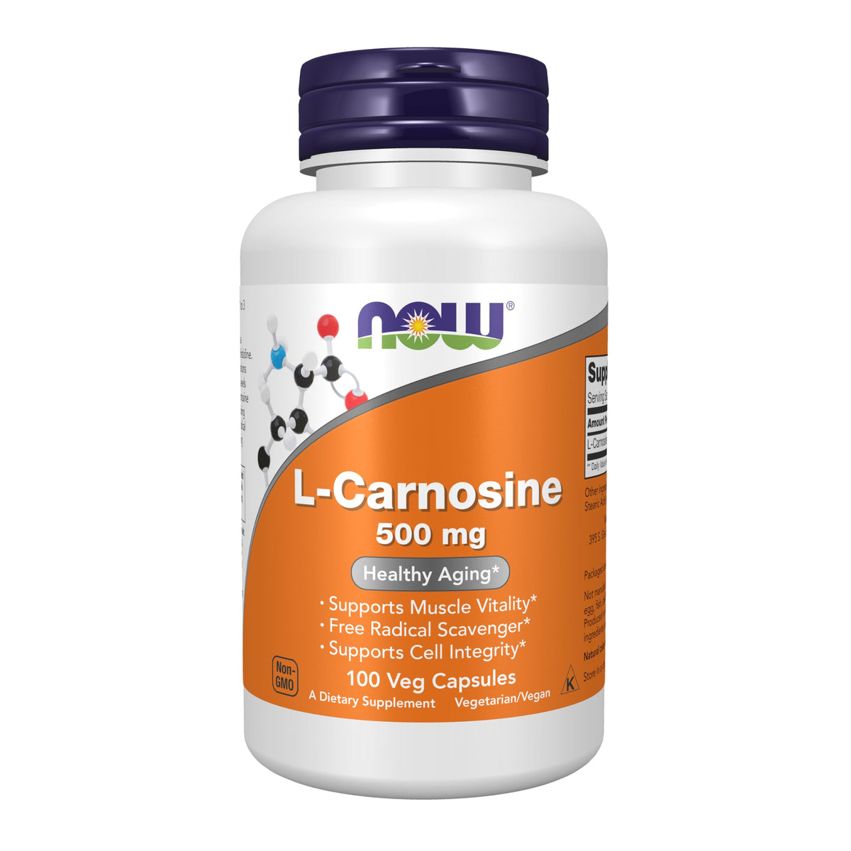 NOW Foods L-Carnosina 500 mg: cápsulas vegetales para apoyo de vitalidad muscular