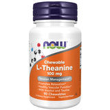 NOW Foods L-teanina 100 mg con inositol y taurina, sabor frambuesa, promueve relajación.
