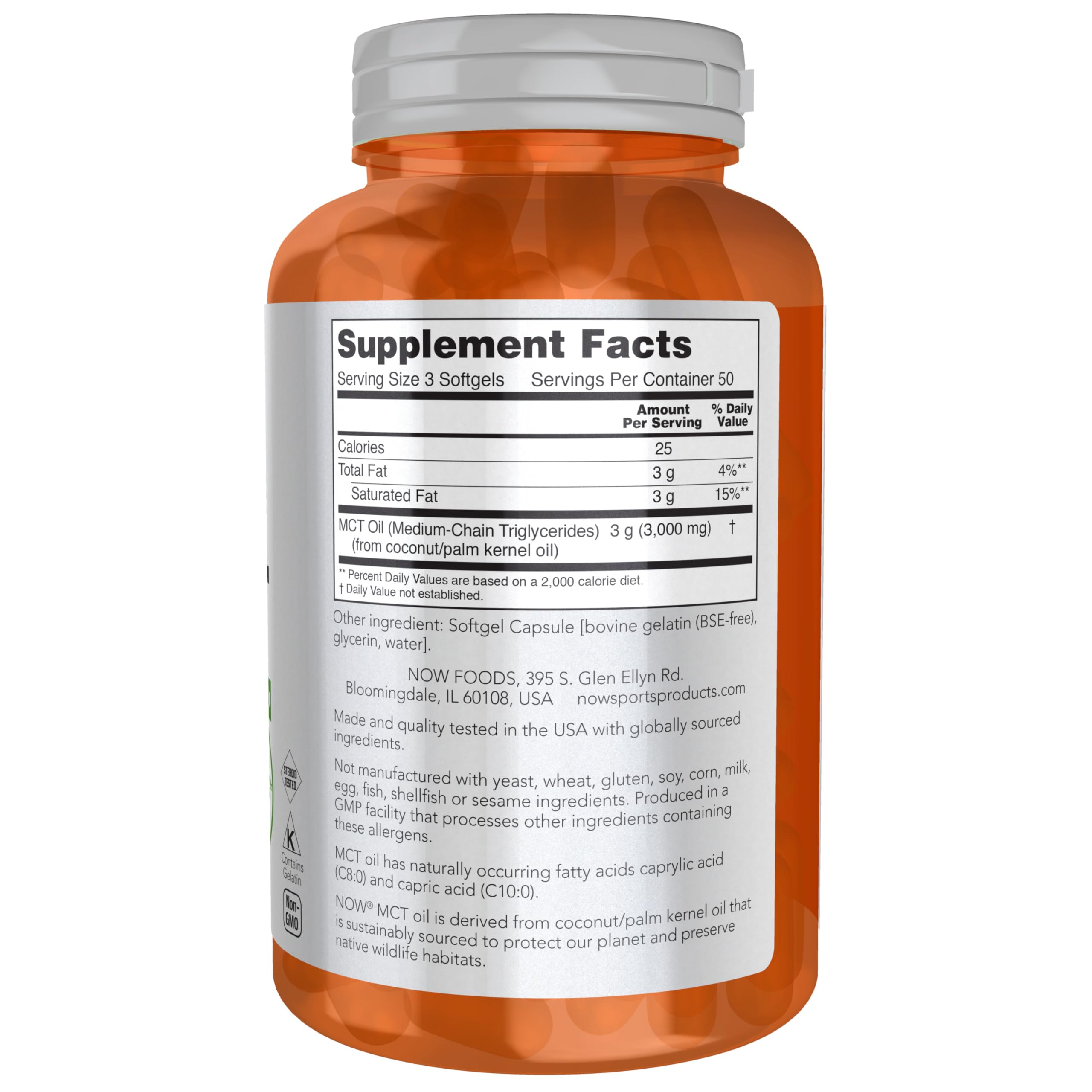 NOW Foods MCT Oil, cápsulas suaves para gestión de peso
