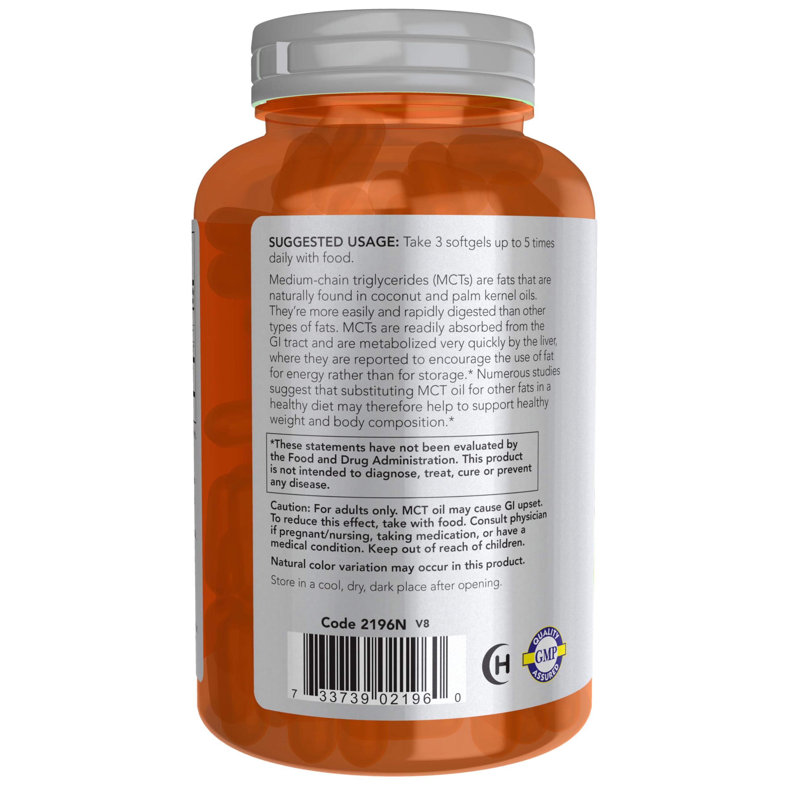 Etiqueta de NOW Foods MCT Oil con información clara