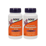 NOW Foods Melatonina Extra Fuerte 10 mg, envase-dos-botellas, apoyo al ciclo de sueño natural.