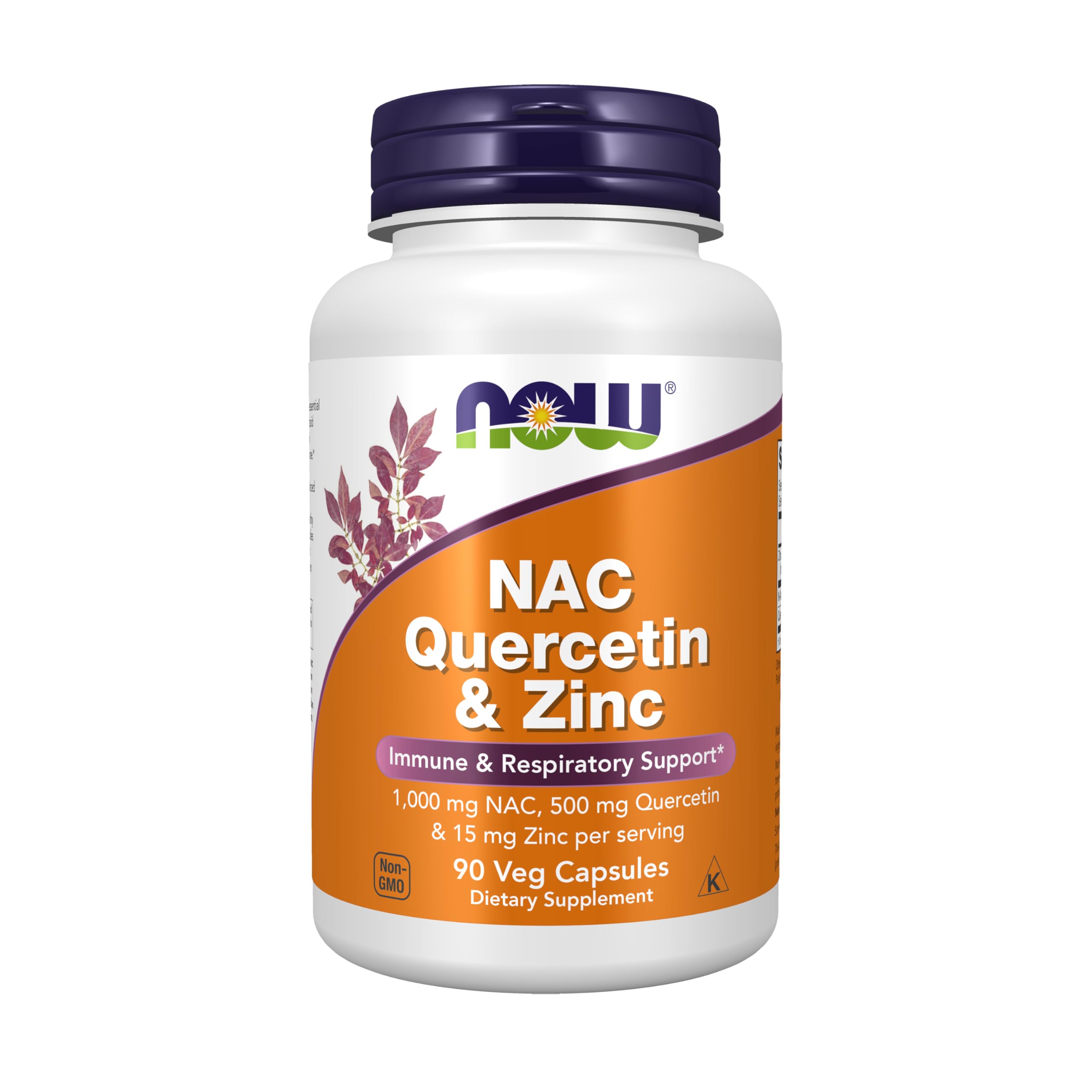 Now Foods NAC Quercetin Zinc, bote en estante, apoya el sistema inmunológico