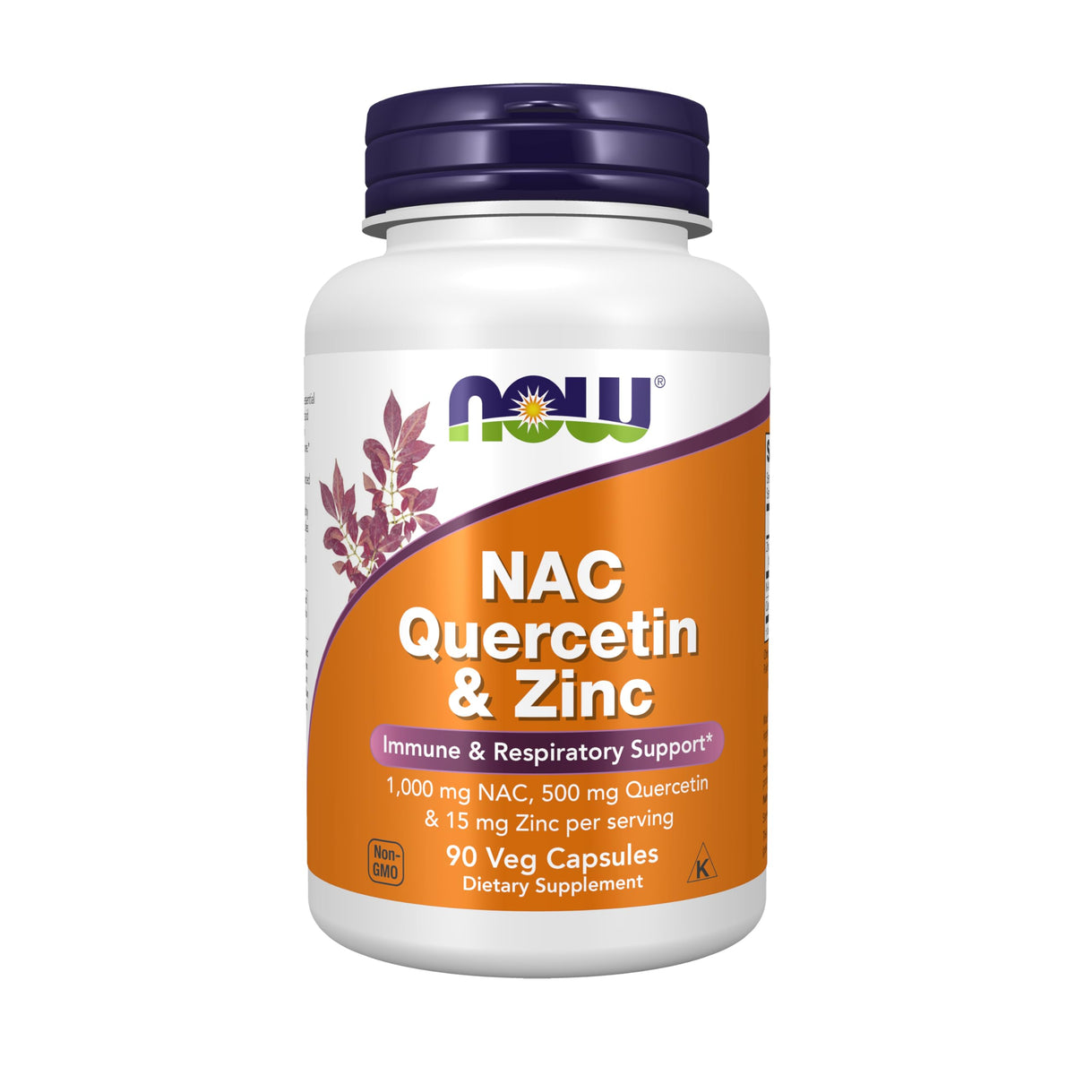 Now Foods NAC Quercetin Zinc, bote en estante, apoya el sistema inmunológico