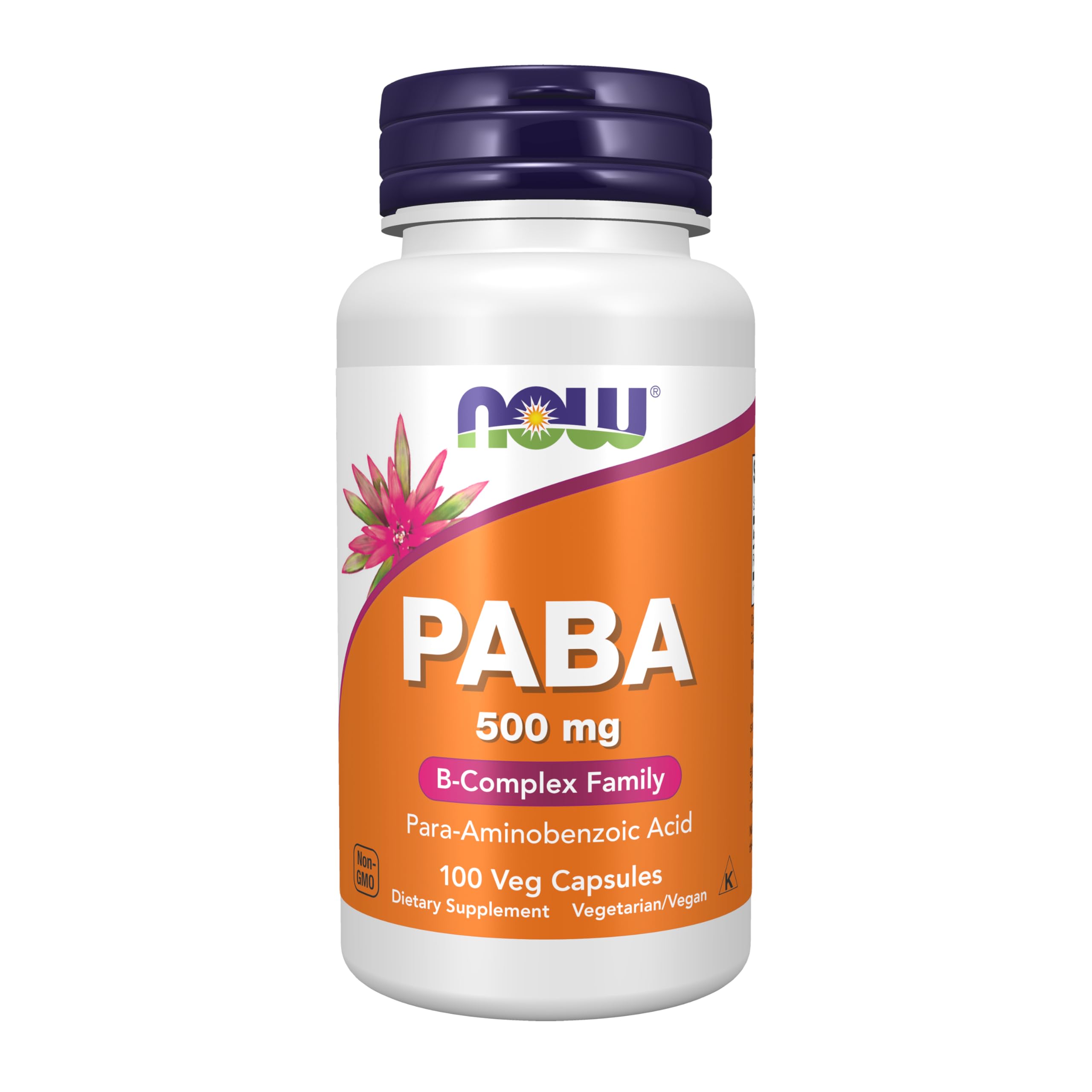 NOW Foods PABA 500 mg: cápsulas en botella para suplementación diaria