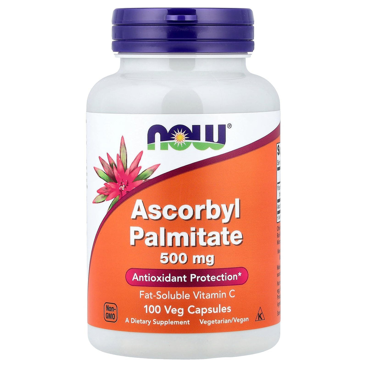 NOW Foods Palmitato de ascorbilo 500 mg, envase de cápsulas vegetales, apoyo antioxidante diario