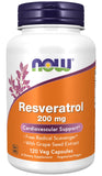 NOW Foods Resveratrol, botella de 120 cápsulas, opción antioxidante para el día a día.