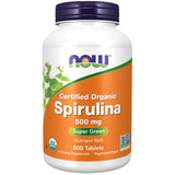 NOW Foods Spirulina 500 mg en tabletas, apoyo a la vitalidad diaria.