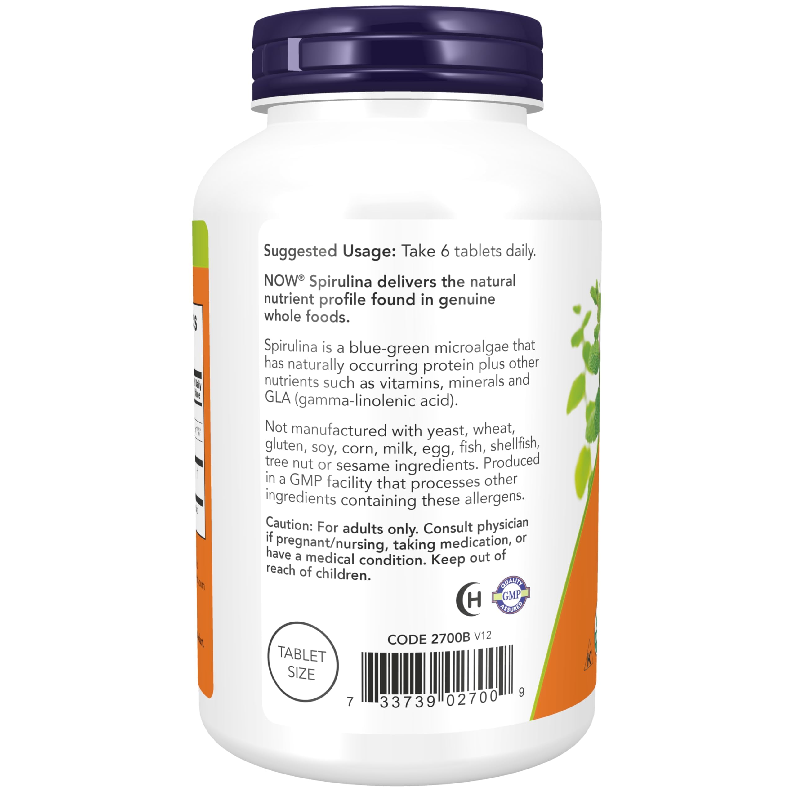 NOW Foods Spirulina en tabletas puras sin excipientes, ingesta limpia.