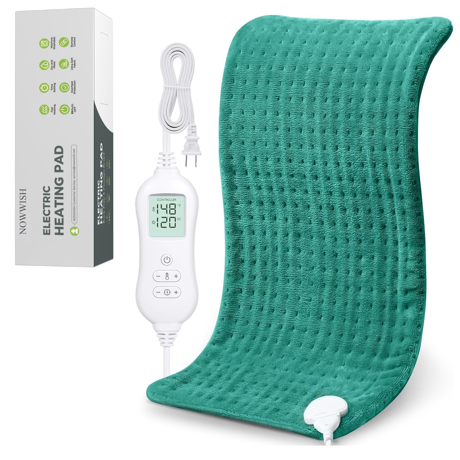 NOWWISH almohadilla eléctrica para espalda con calor suave para lectura cómoda.