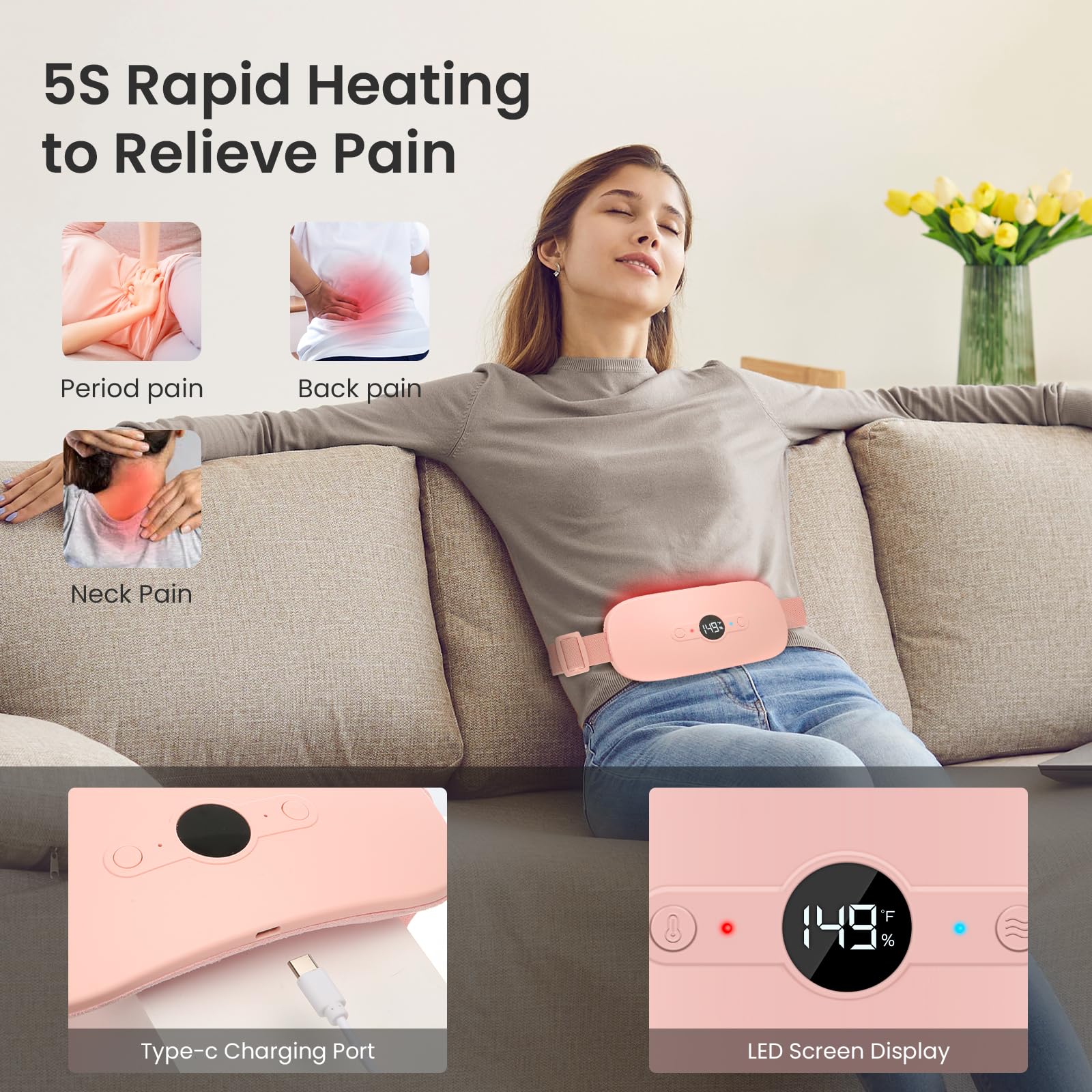 NOWWISH 6 niveles de calor y masaje para comodidad diaria.