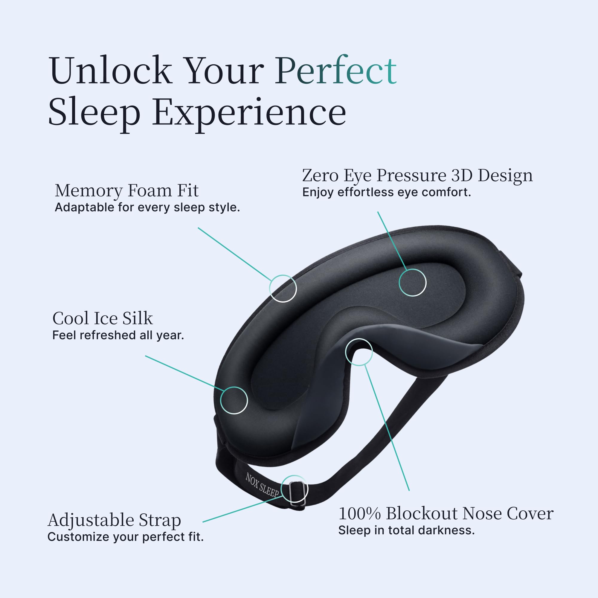 Nox Sleep máscara seda fría ajustable confort