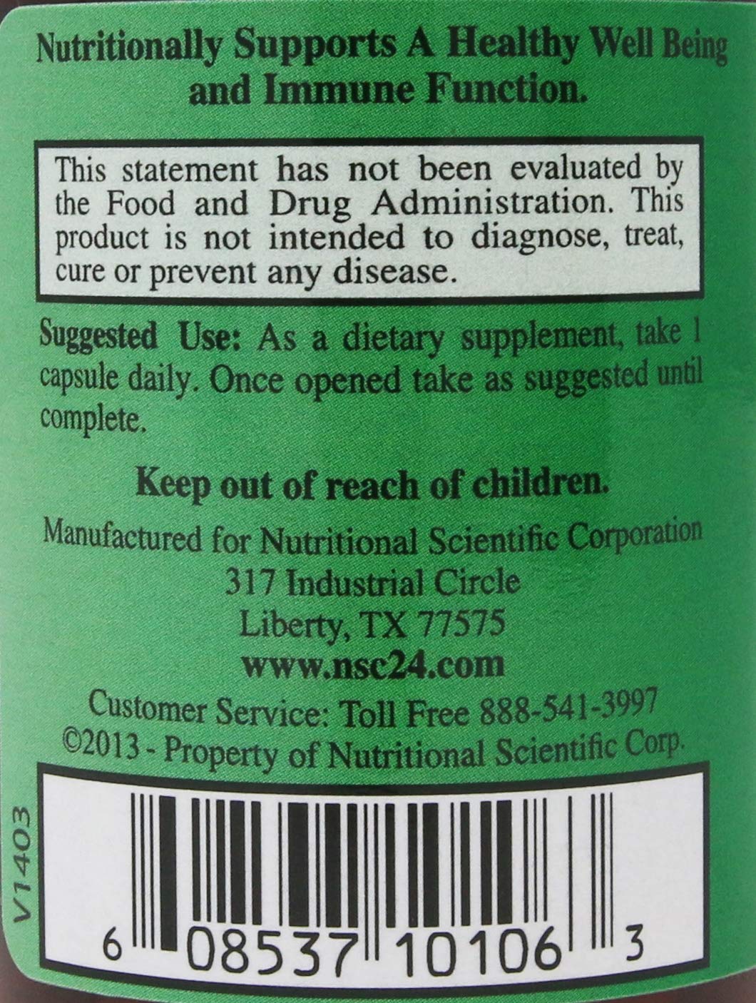 Caja de empaque NSC Immunition: diseño y tamaño del envase