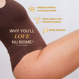 Nu Skin Nu Biome mezcla en agua, sabor tropical refrescante.