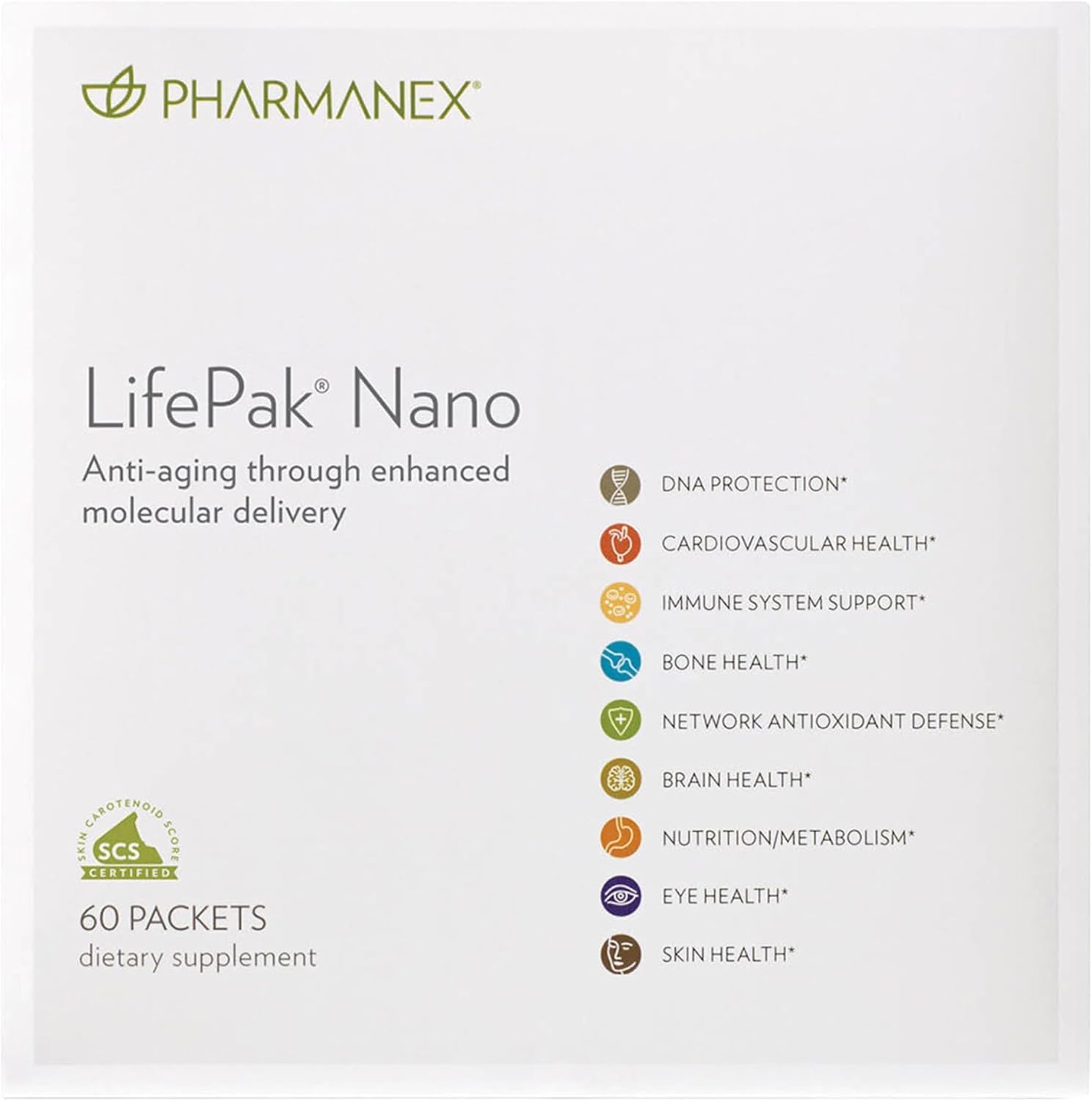 Nu Skin LifePak Nano: botella con dosificador para apoyo nutricional diario.