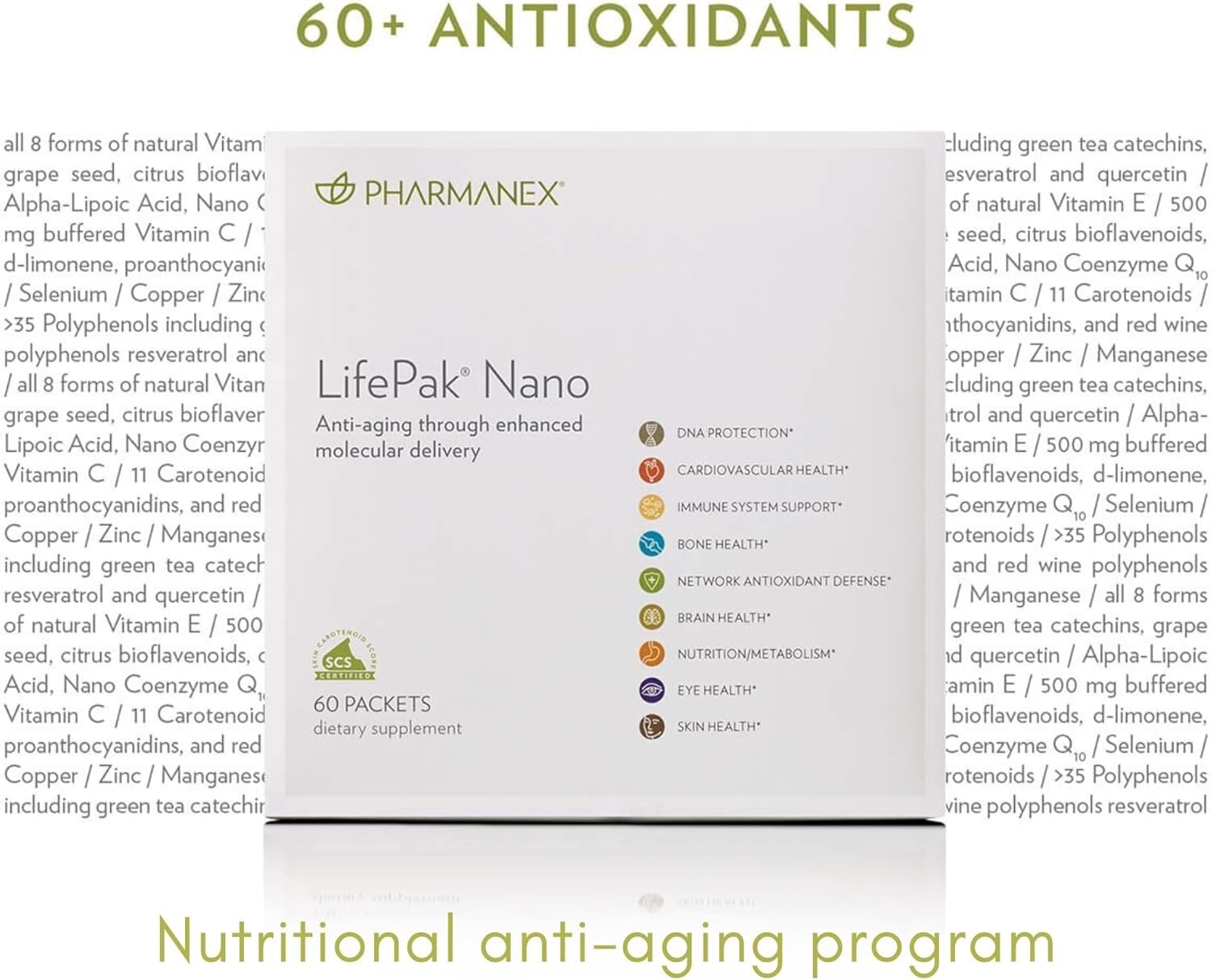 Nu Skin LifePak Nano: composición avanzada para salud general y vitalidad.