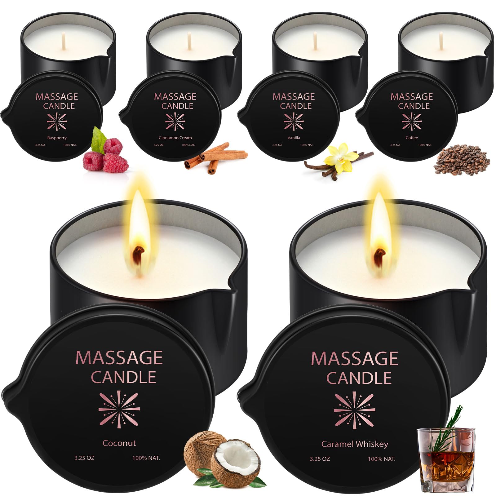 Vela de masaje Nuanchu coco, ideal para un masaje relajante y nutritivo.