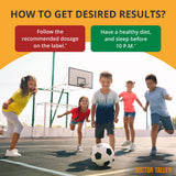 NuBest Doctor Taller Kids: etiqueta resalta calidad cgmp y origen estadounidense.