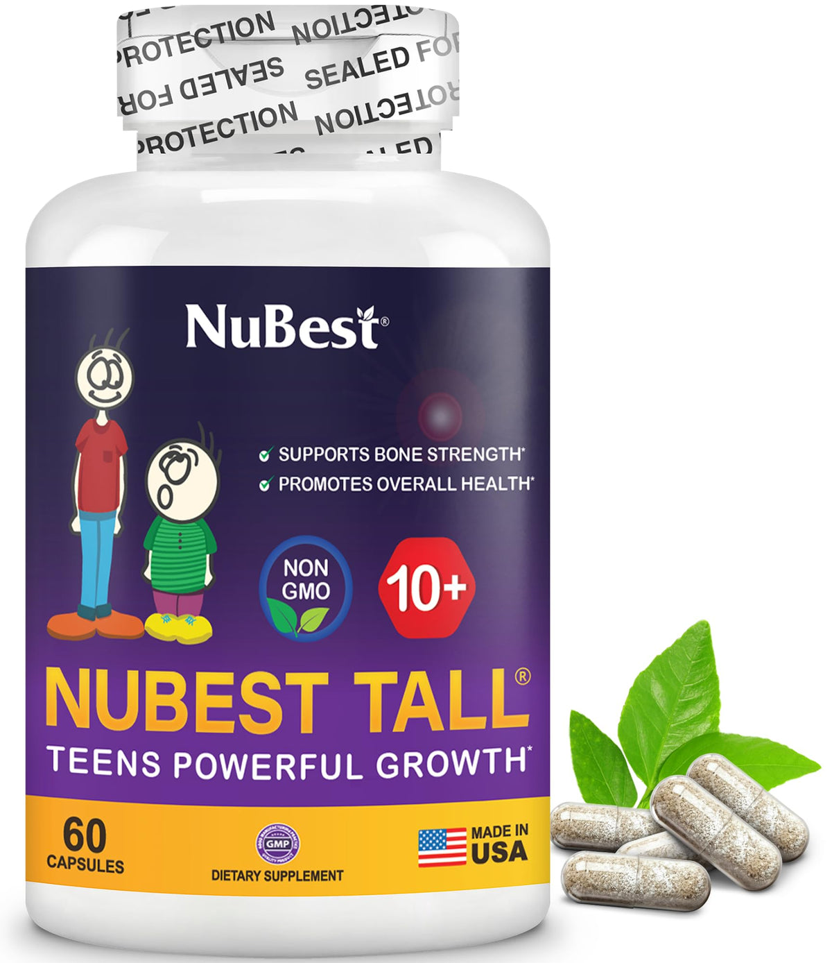 NuBest Tall 10+ envase de cápsulas para apoyar huesos en niños y adolescentes