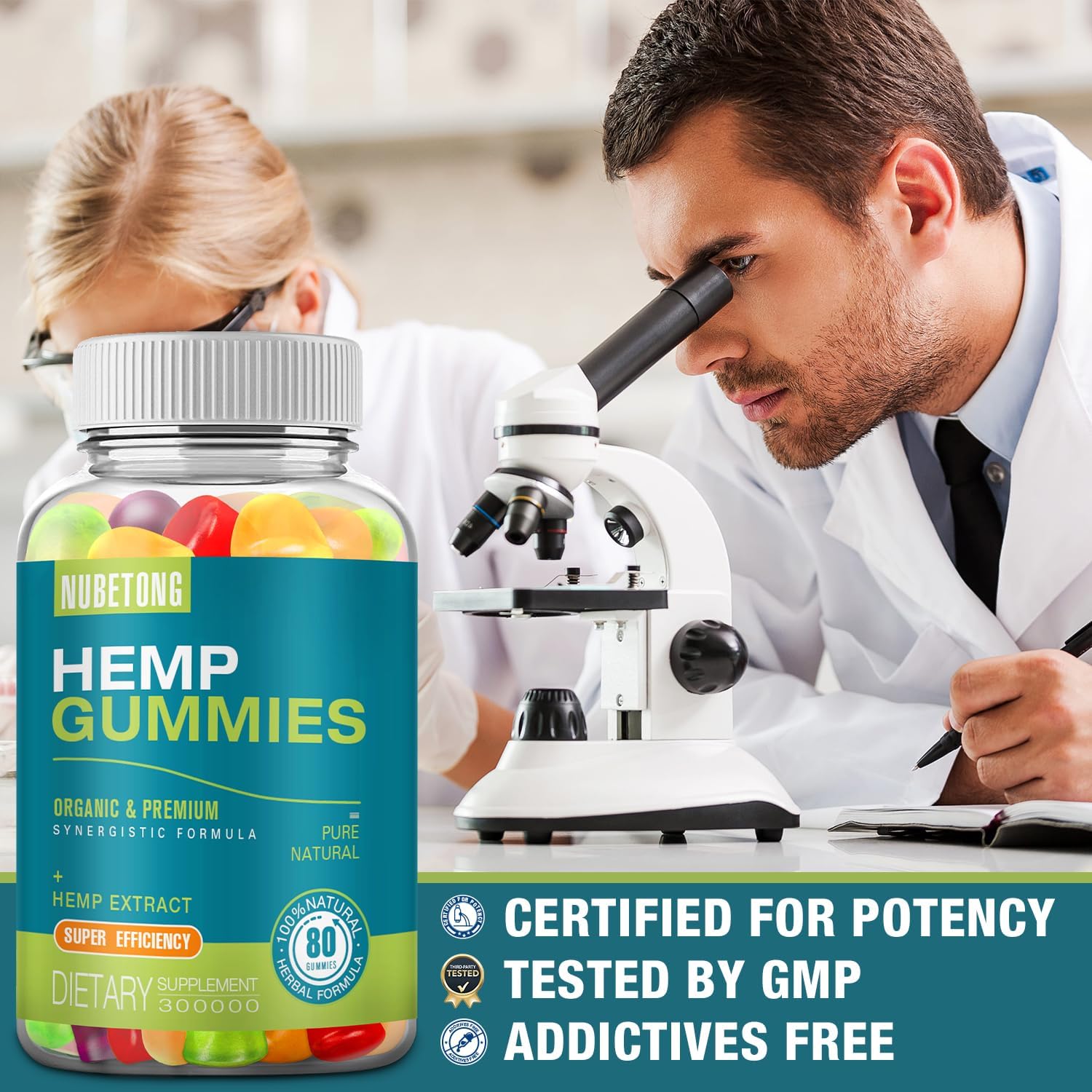 Gominolas Nubetong de cáñamo, equilibrio Omega-3-6-9 para nutrición diaria.
