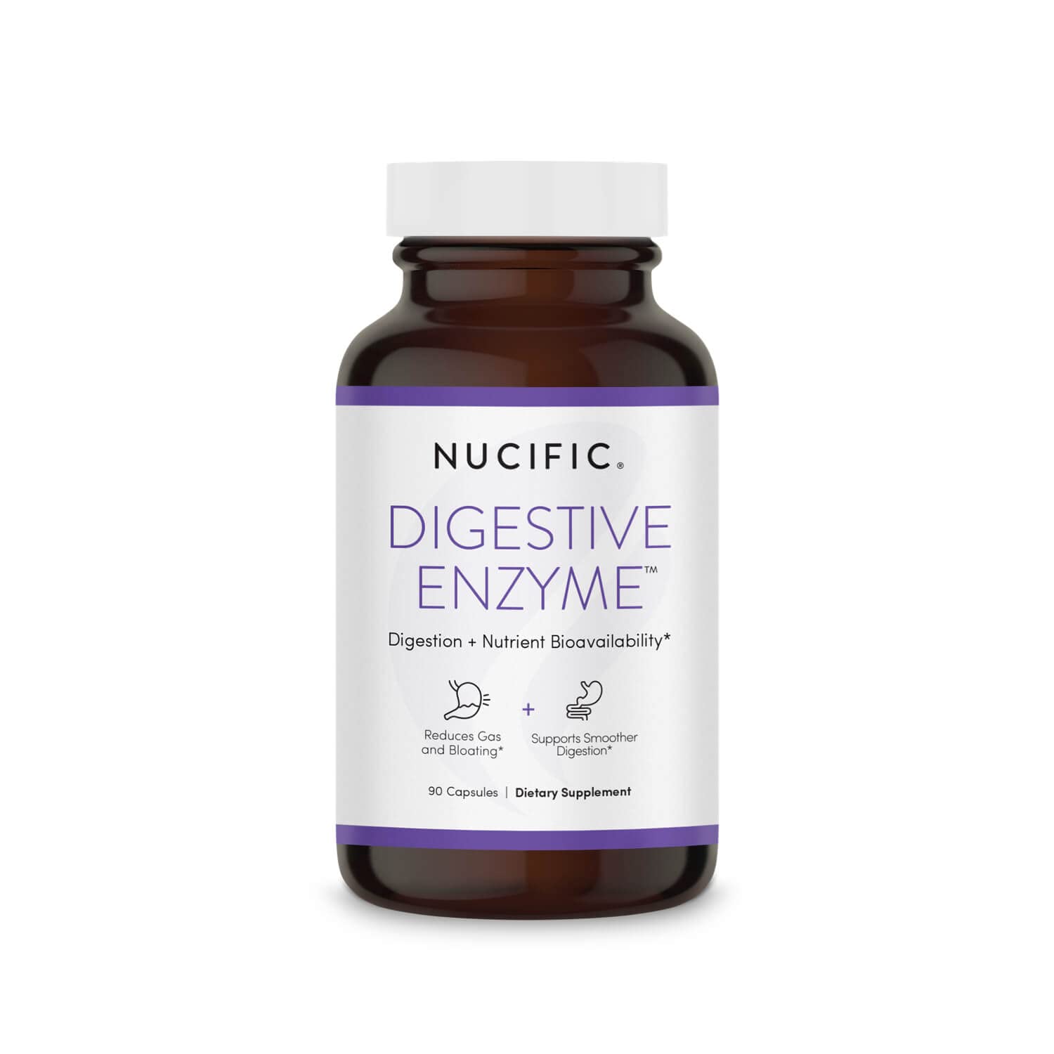 Nucific enzimas digestivas: botella de cápsulas para apoyo digestivo diario.