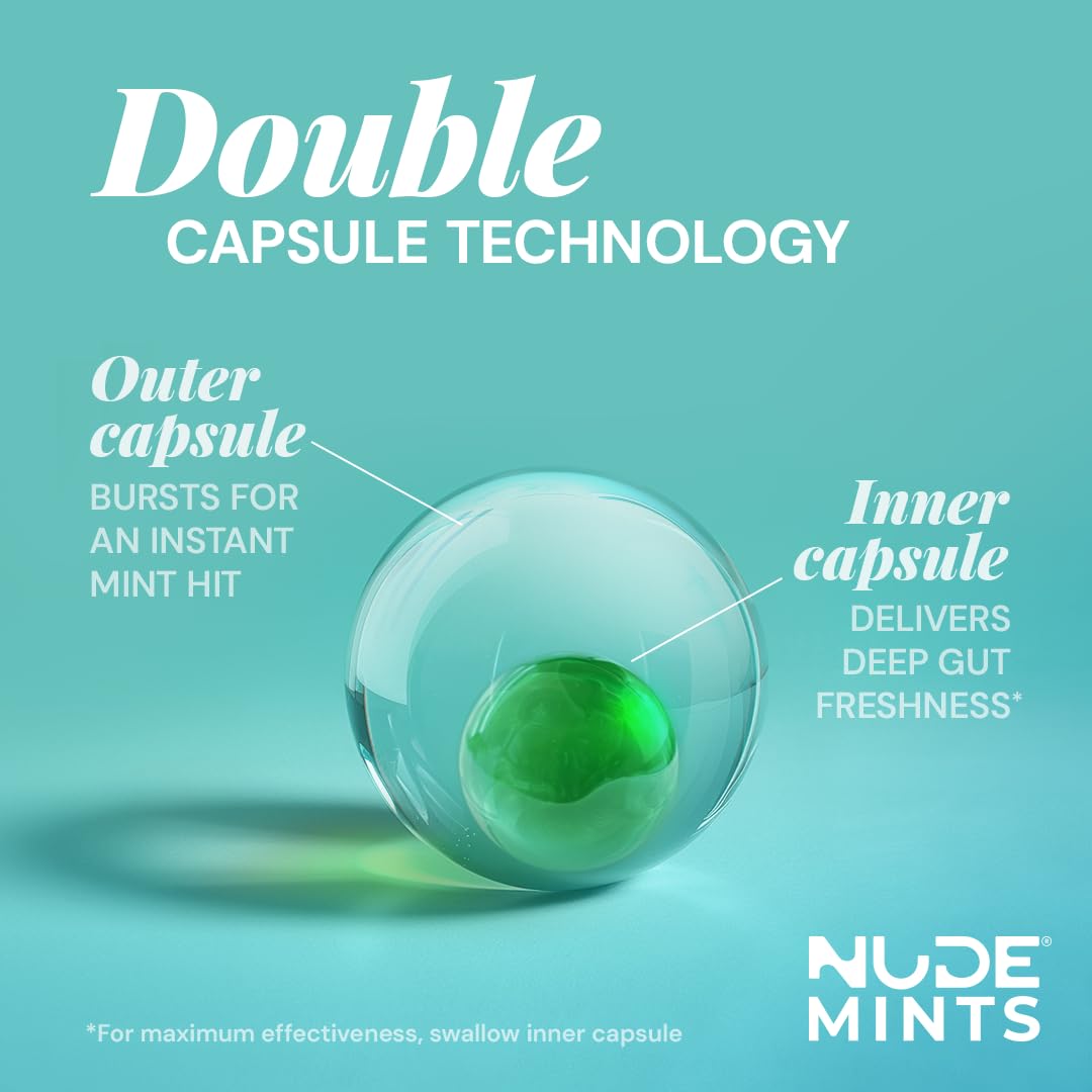Etiqueta de NUDE MINTS resalta cero carbohidratos para estilo de vida keto.