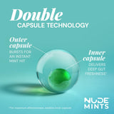 Etiqueta de NUDE MINTS resalta cero carbohidratos para estilo de vida keto.