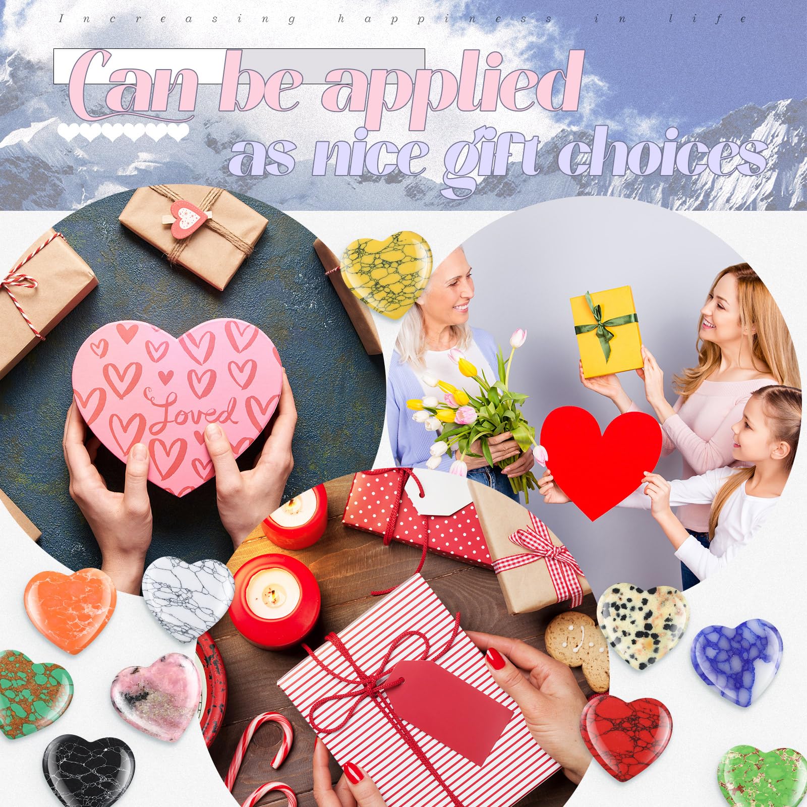 Nuenen corazones cristal, tamaño compacto para meditaciones y yoga.