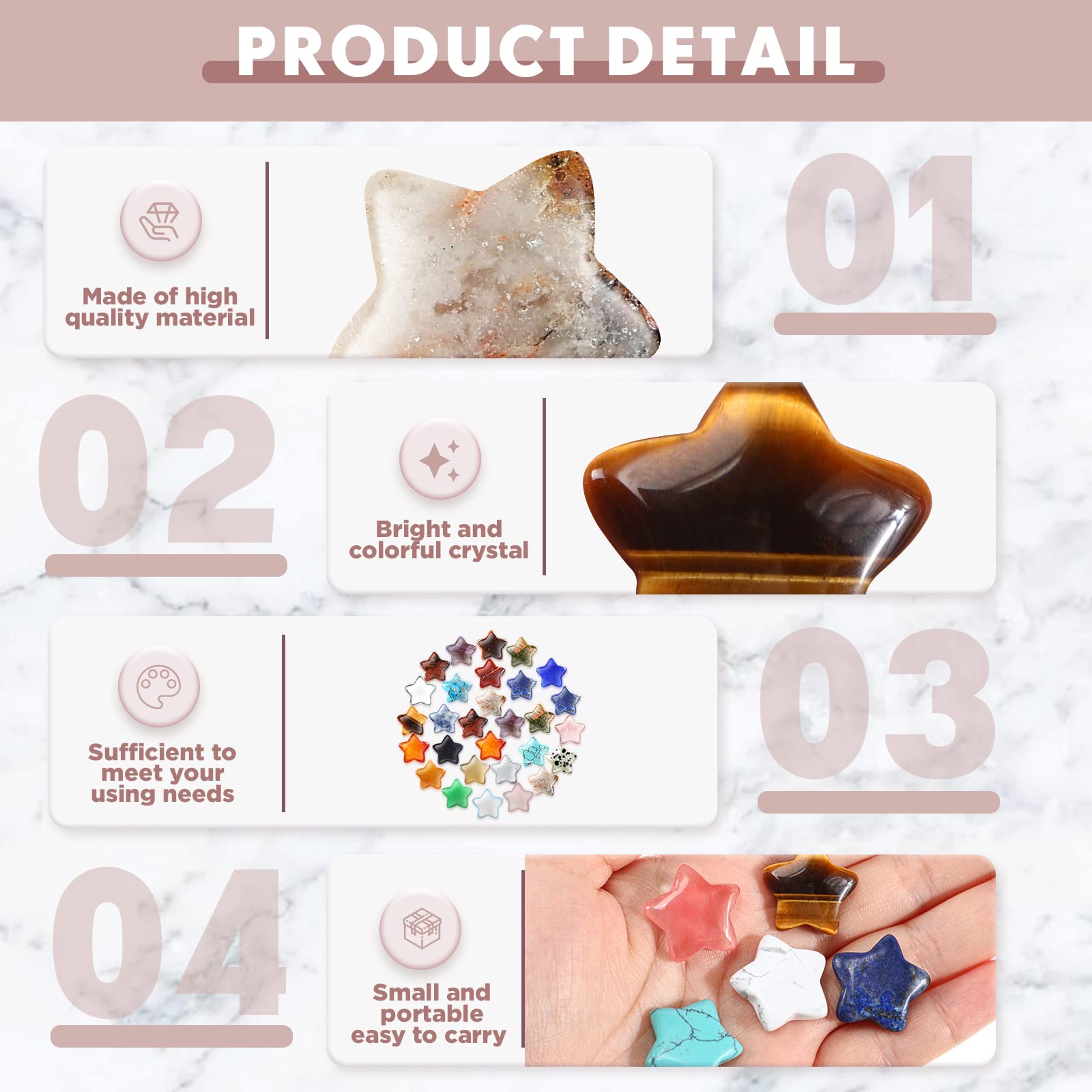 Nuenen estrellas pulidas para Reiki y equilibrio energético.