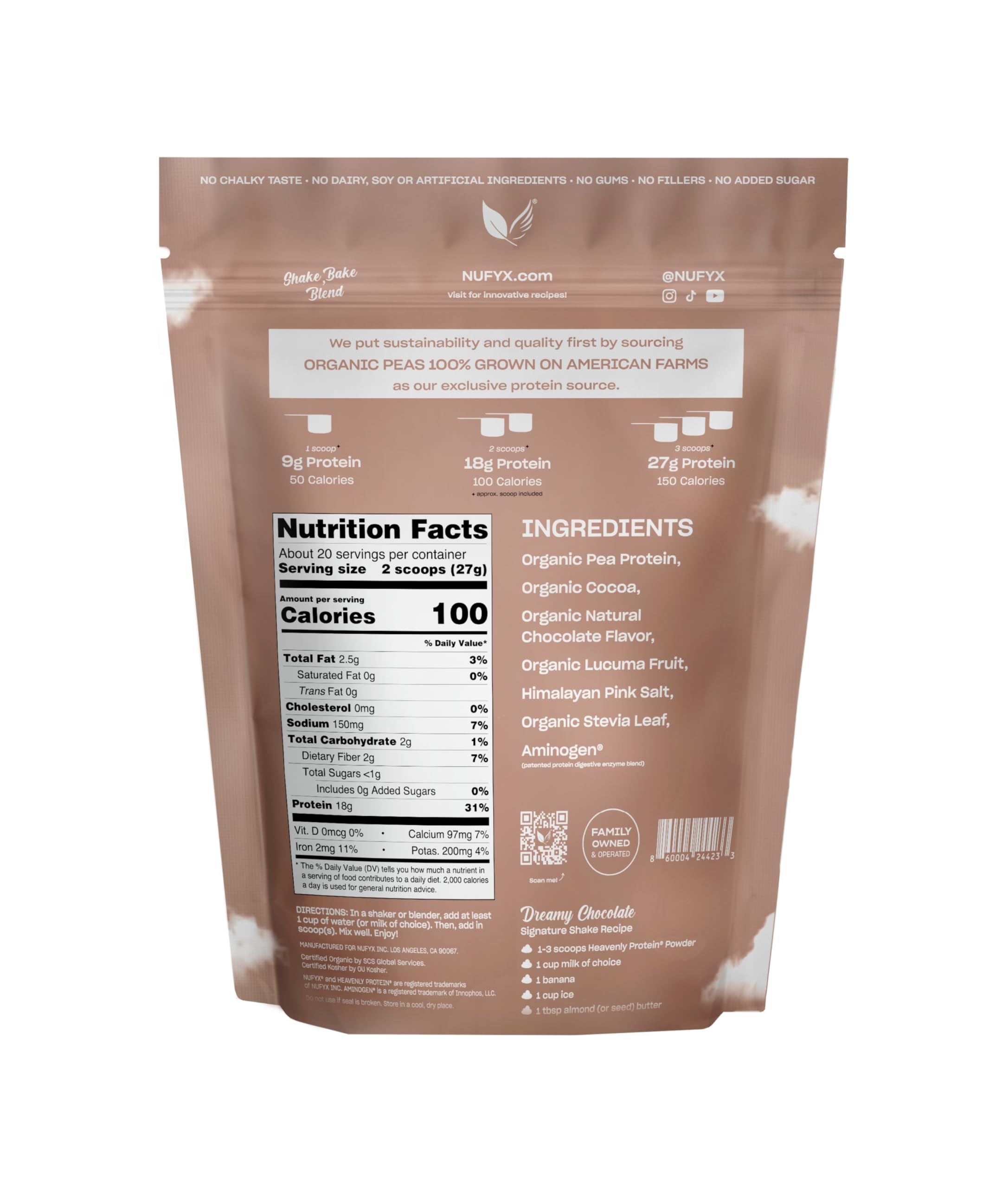NUFYX Mezcla proteína en vaso con sabor Chocolate Soñado para desayunos rápidos