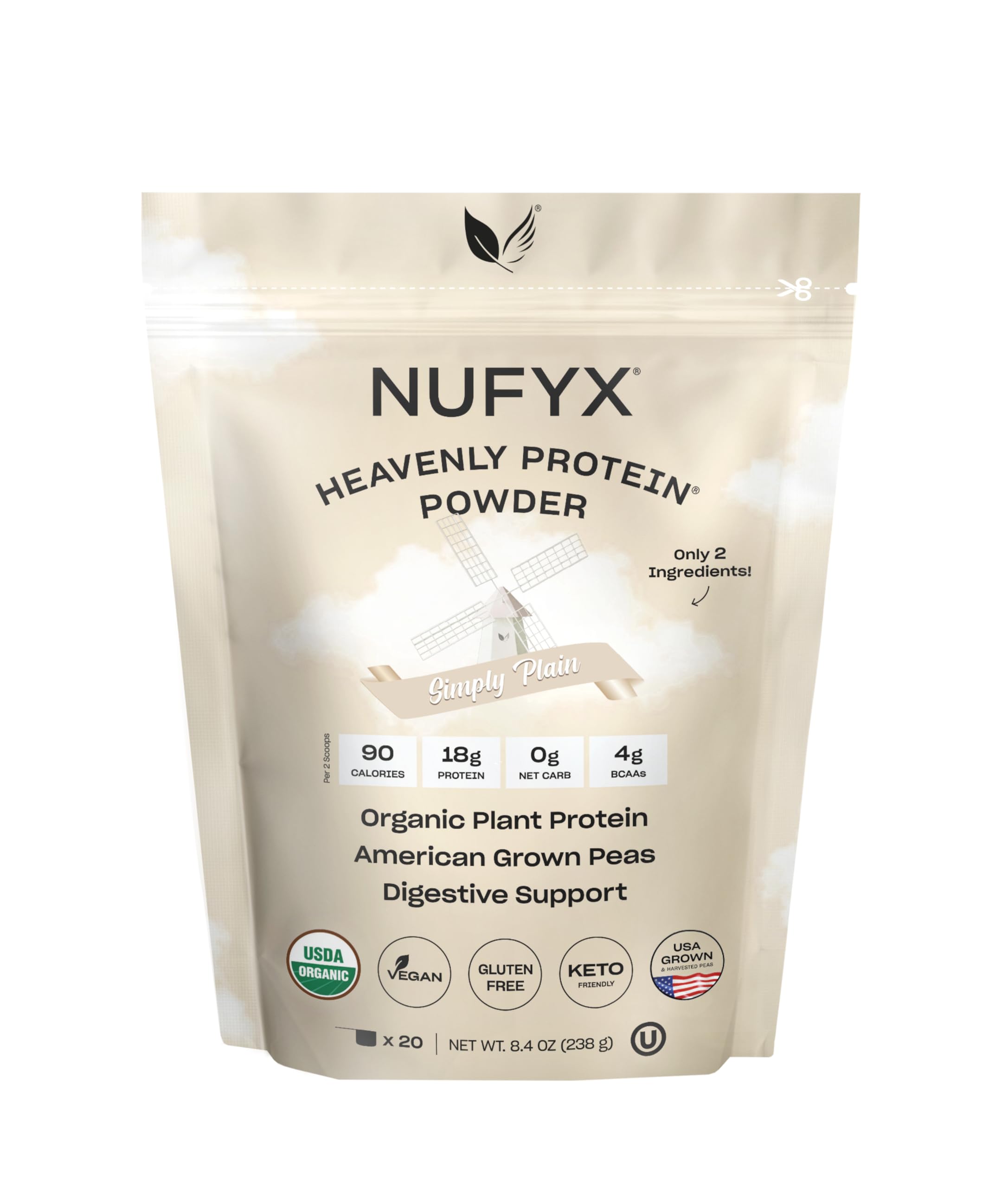 NUFYX proteina vegetal organica en envase de 20 porciones para empezar el dia con energia